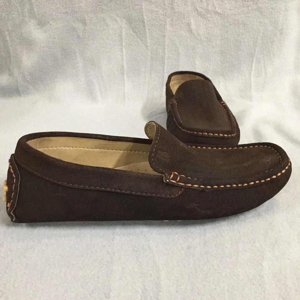 Tods Gommino Mens Suede Driving Shoes Dark Brown Suede Loafers Size 42